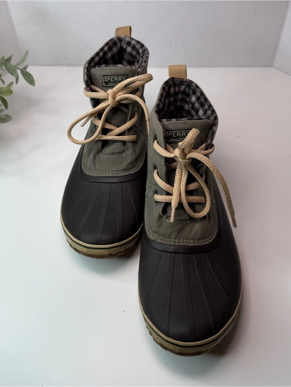 Sperry Top-Sider Schooner 3-Eye Duck Boot Women's Size 11M Rubber Wool Plaid